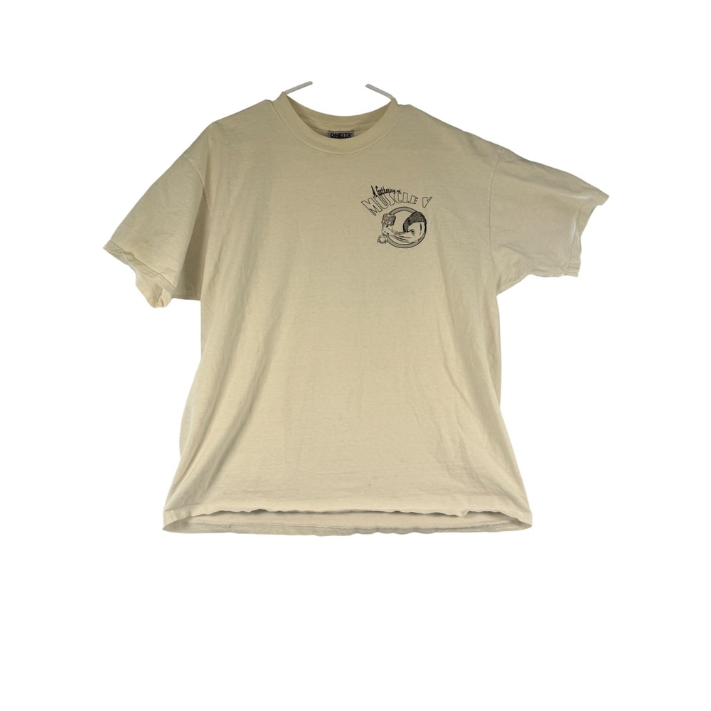 Vintage 1997 A Gathering of Muscle V Car Show T-Shirt Oneita Power-T XL Cream